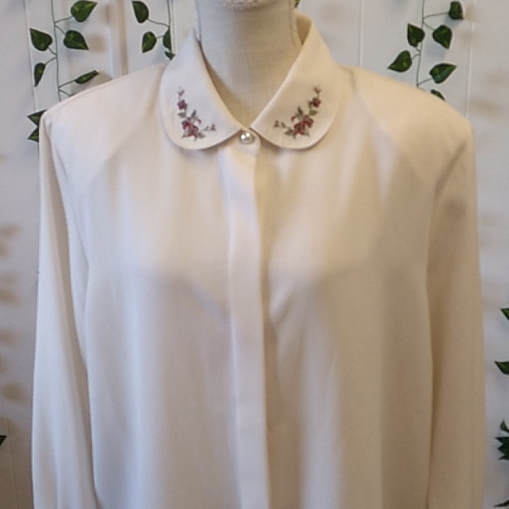 BEAUTIFUL IVORY VINTAGE KORET BLOUSE SZ 16W